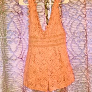 Deep V Cut Pink Romper